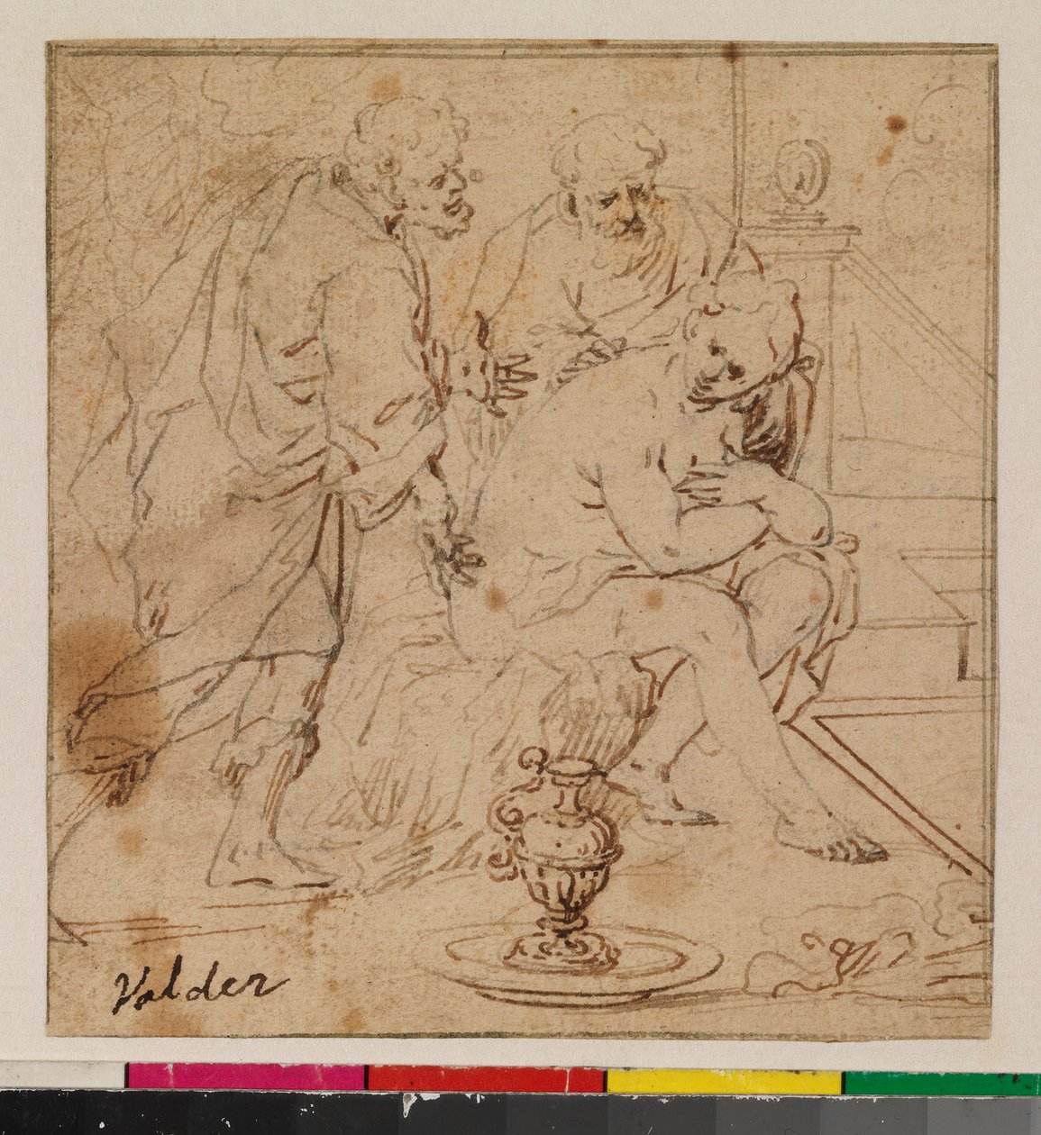 Susanna und die Ältesten (recto) von Alonso (follower of) Cano