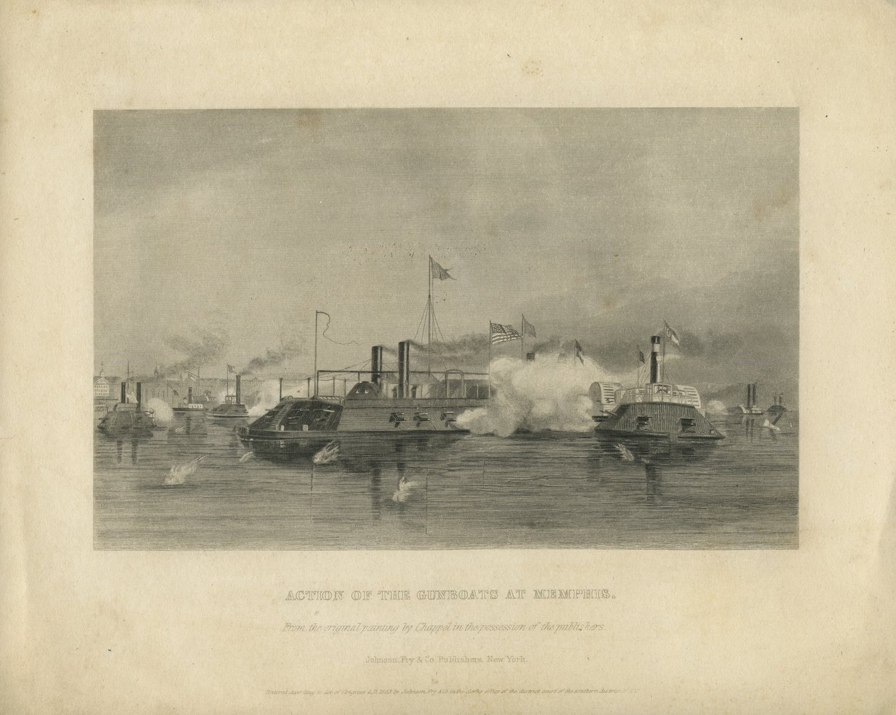 Aktion der Kanonenboote in Memphis, ca. 1865 von Alonzo Chappel