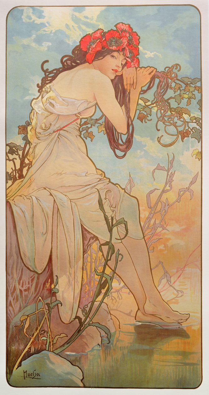 Die Jahreszeiten: Sommer, 1896 von Alphonse Mucha