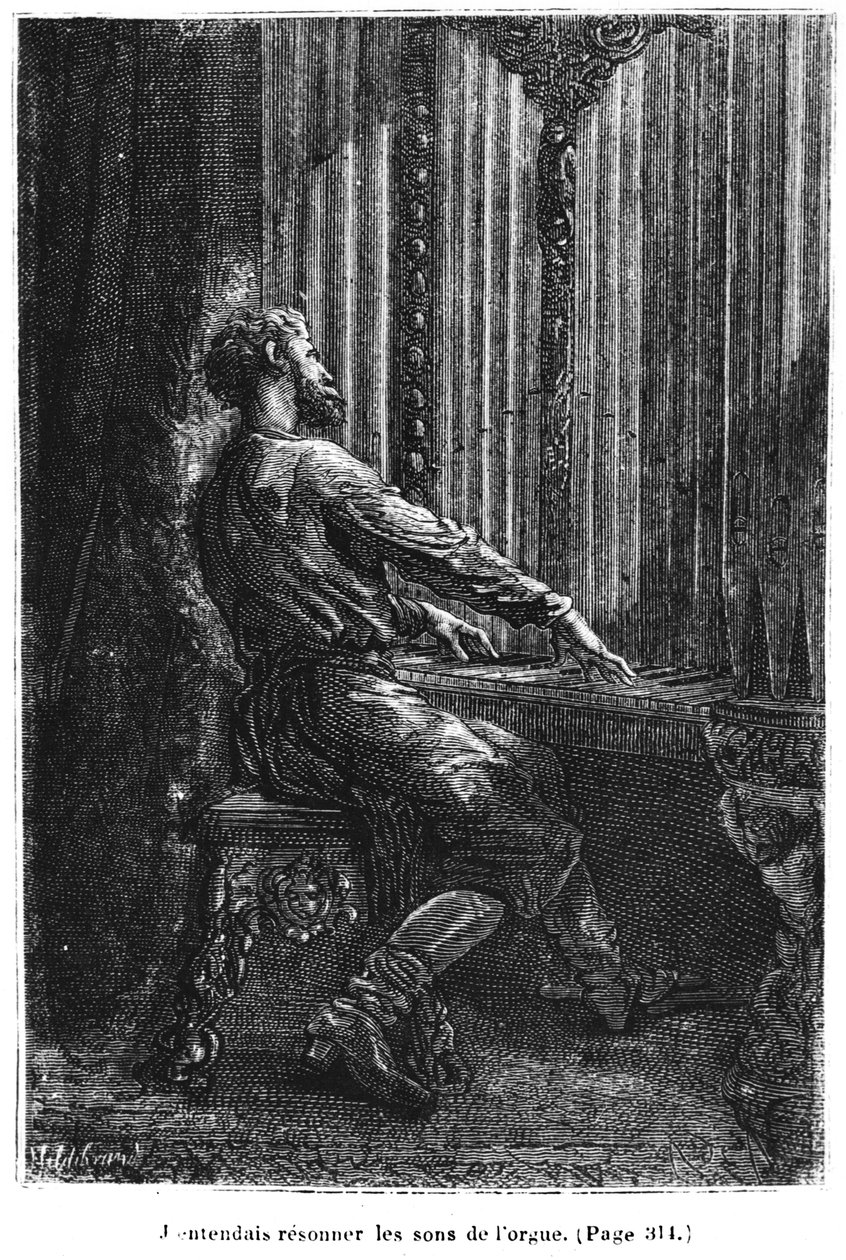 Kapitän Nemo spielt die Orgel, Illustration aus 