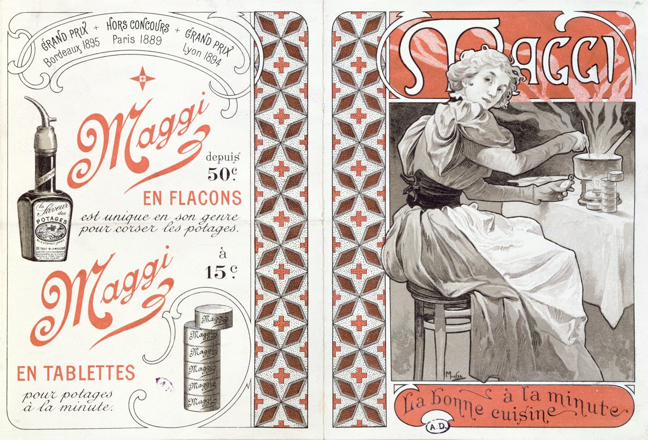 Werbung für Maggi, späte 19. Jahrhundert von Alphonse Mucha