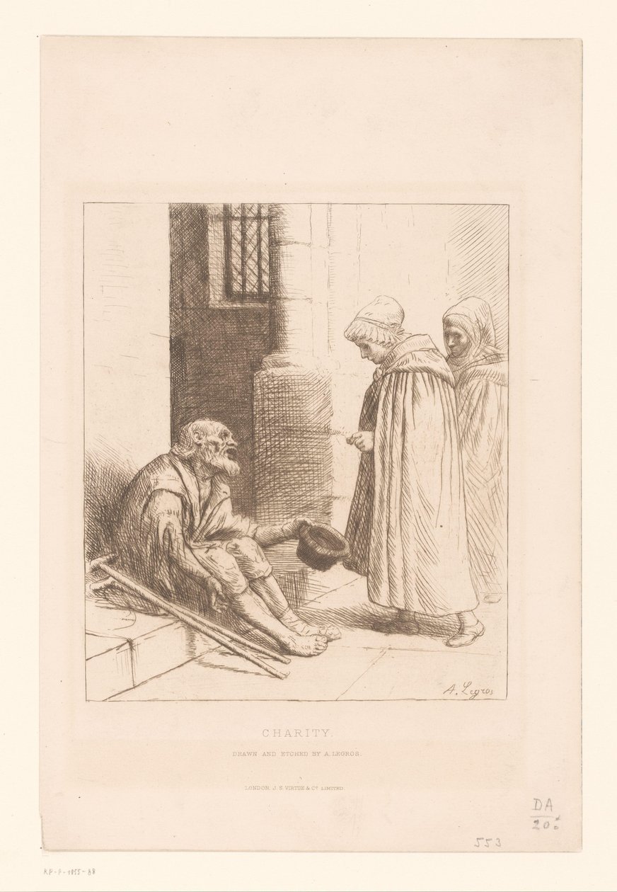 Bettler auf einer Treppe von Alphonse Legros