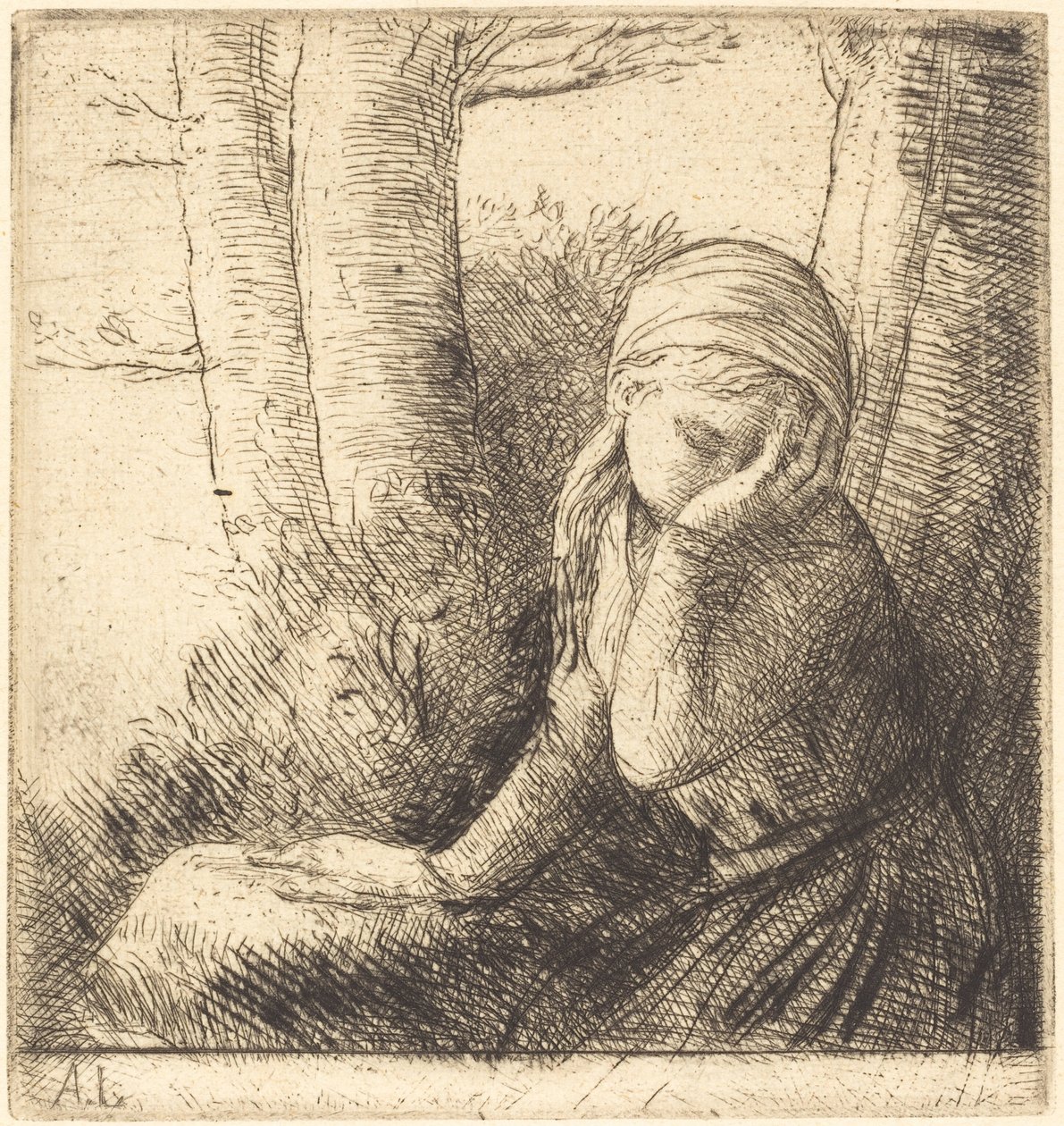 Verzweifeltes junges Mädchen La jeune desesperee von Alphonse Legros