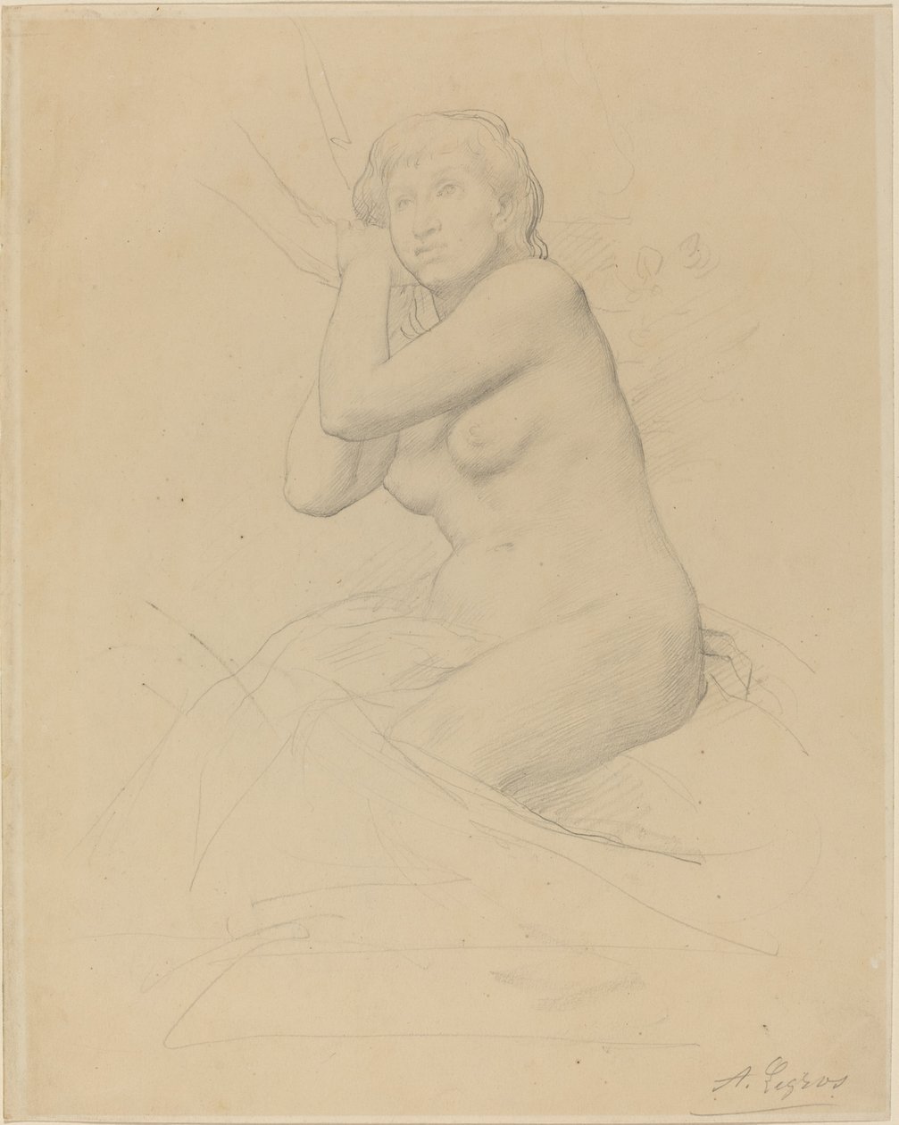 Sitzender weiblicher Akt von Alphonse Legros