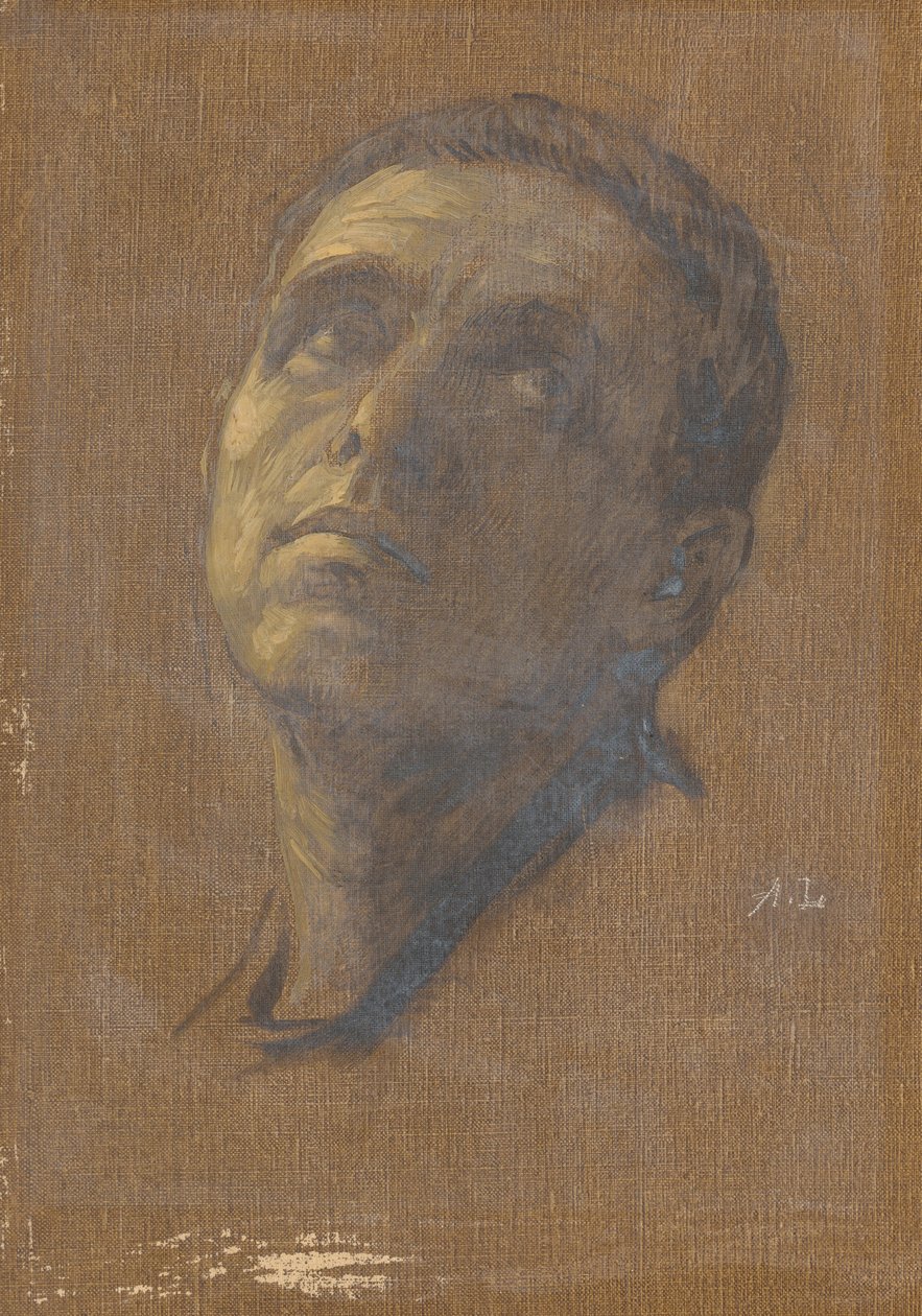 Kopf eines Mannes mit aufwärts gerichteten Augen von Alphonse Legros