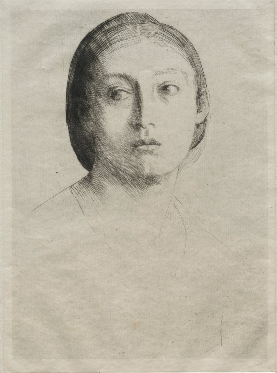 Kopf eines jungen Mädchens von Alphonse Legros