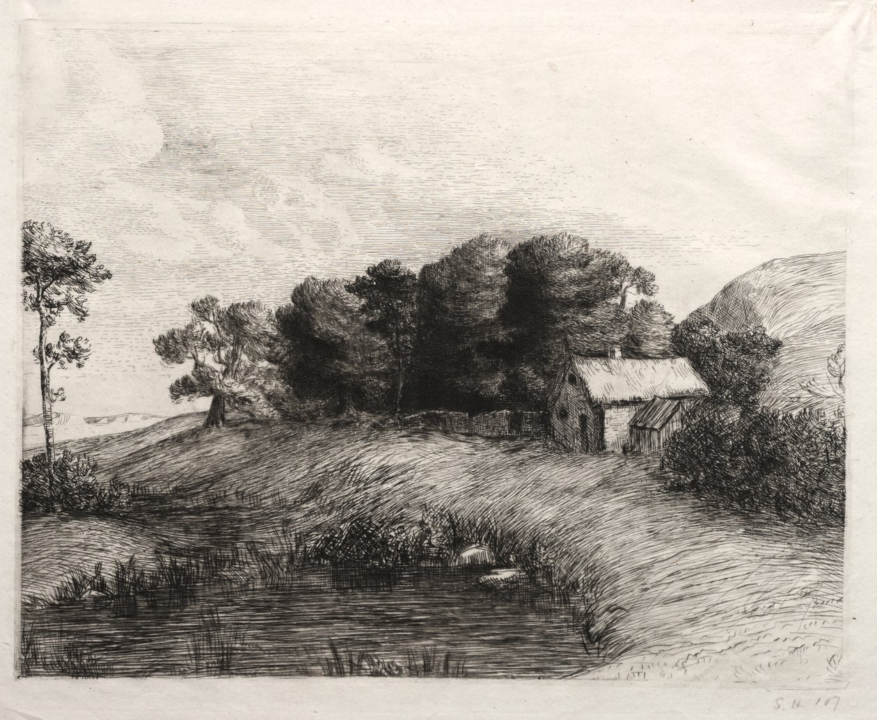 Landschaft mit Teich von Alphonse Legros