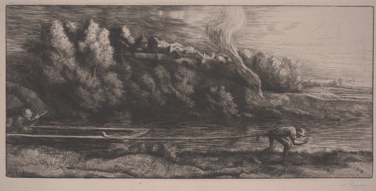 Landschaft mit Boot von Alphonse Legros