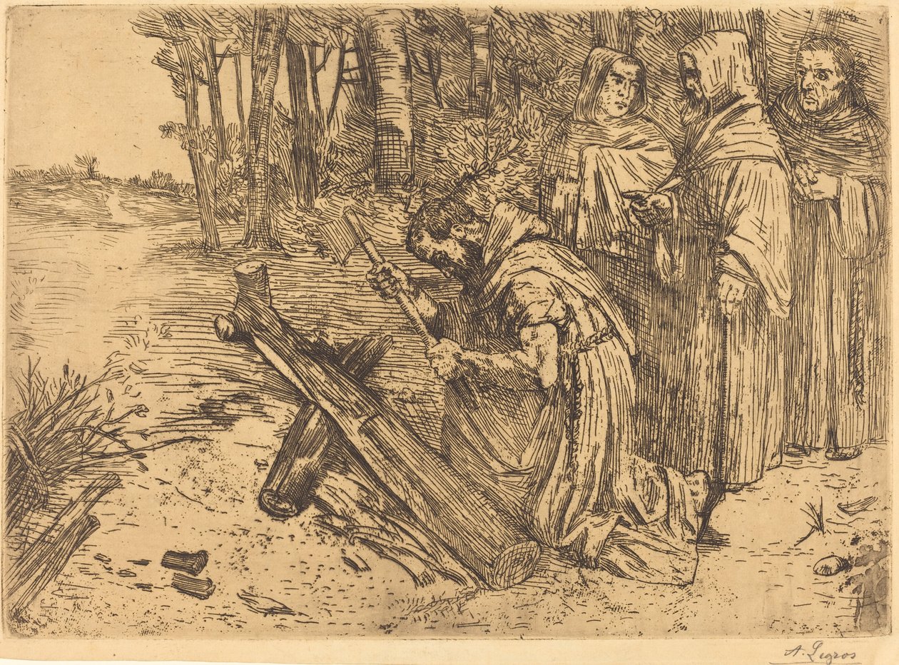 Mönche beim Holzhacken von Alphonse Legros