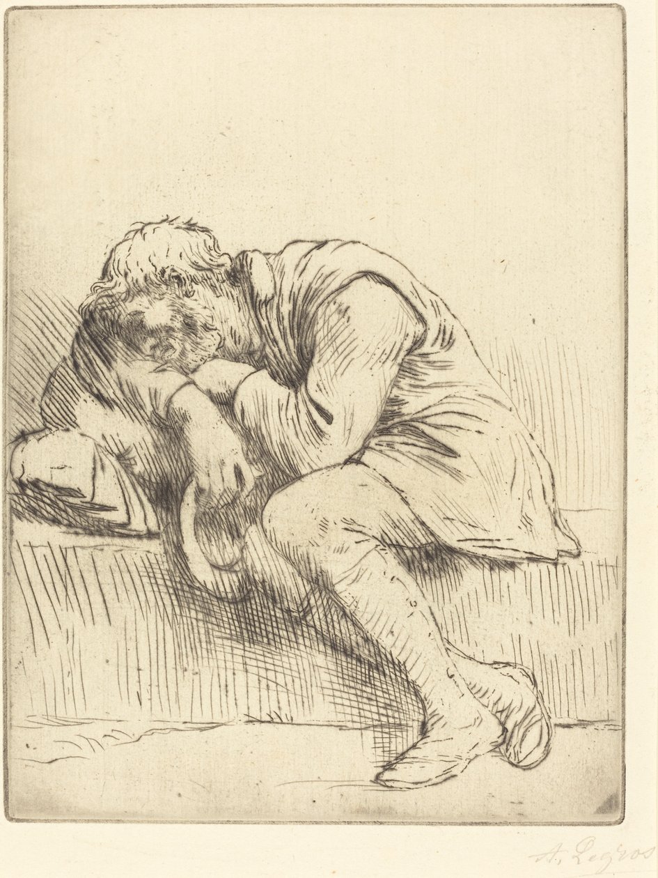 Schlafender Bettler von Alphonse Legros