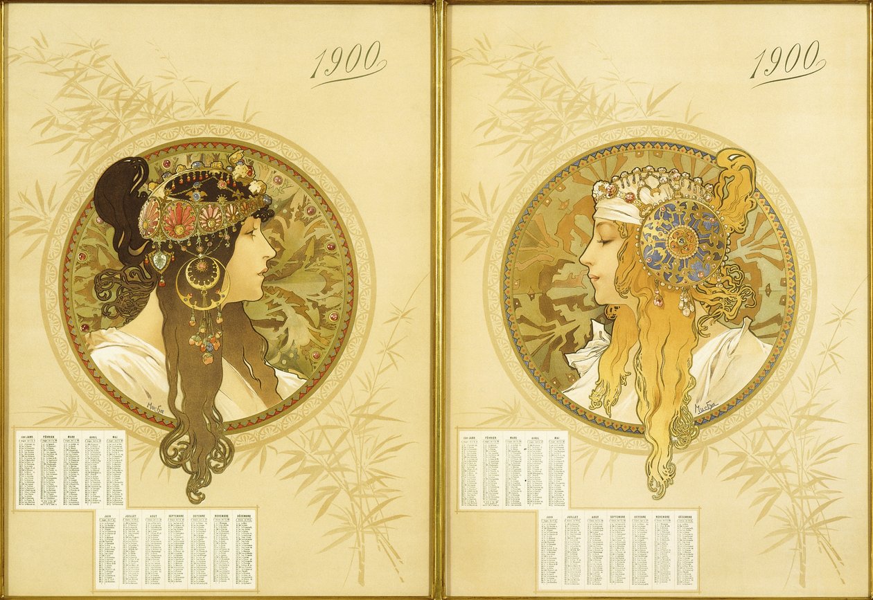 Byzantinische Köpfe; Têtes Byzantines, 1900 von Alphonse Mucha