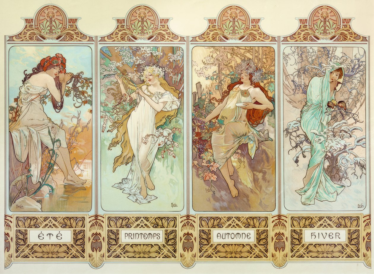 Die vier Jahreszeiten von Alphonse Mucha