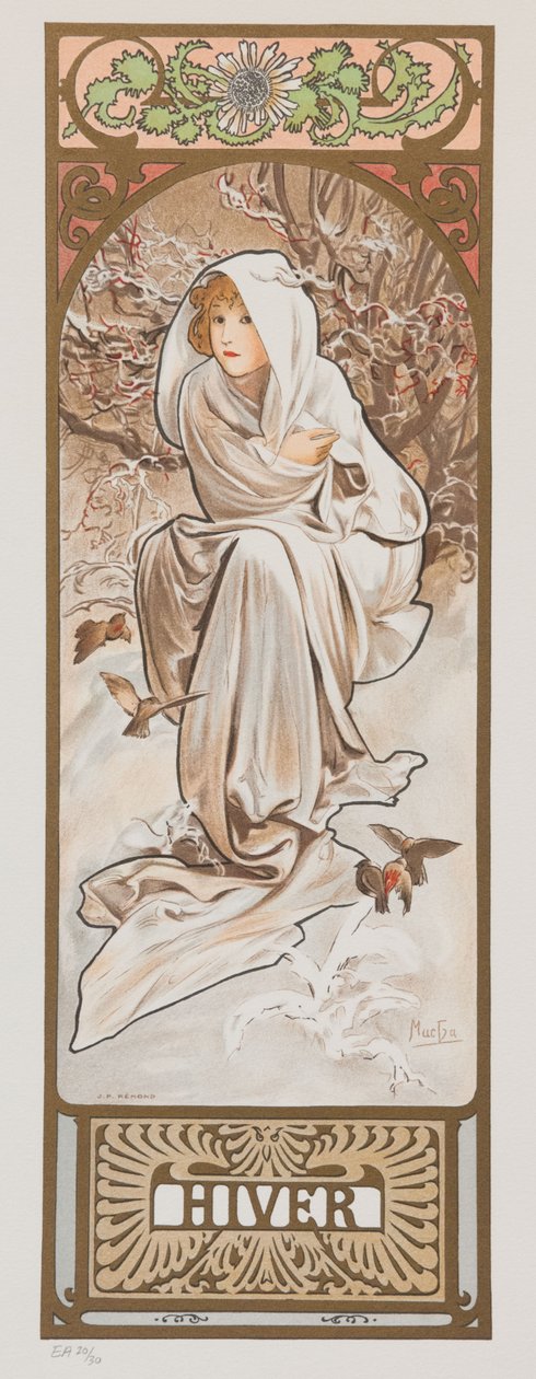Die Jahreszeiten. Winter, 1897 von Alphonse Mucha