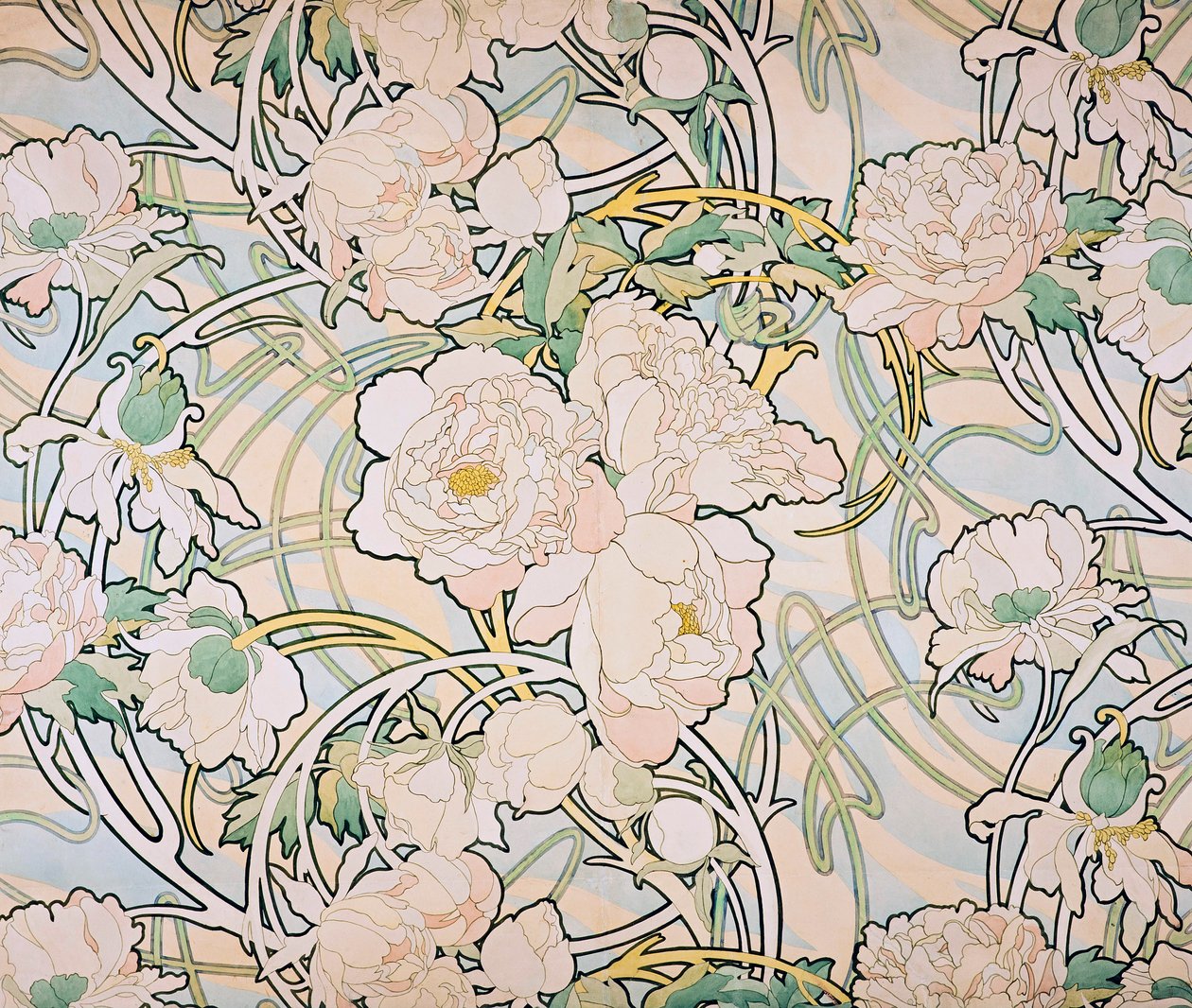 Pfingstrosen von Alphonse Mucha