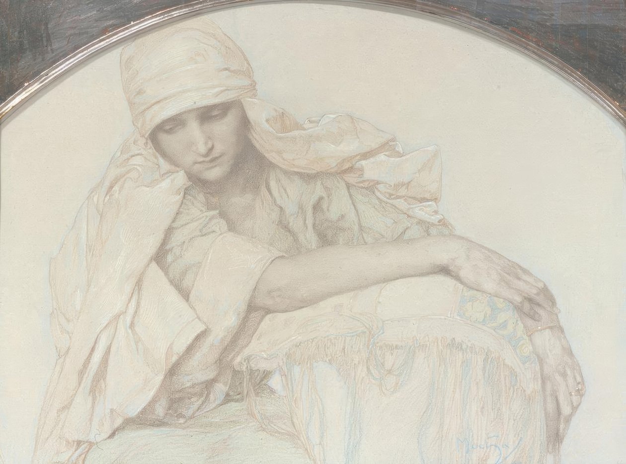 Studie einer jungen Frau von Alphonse Mucha