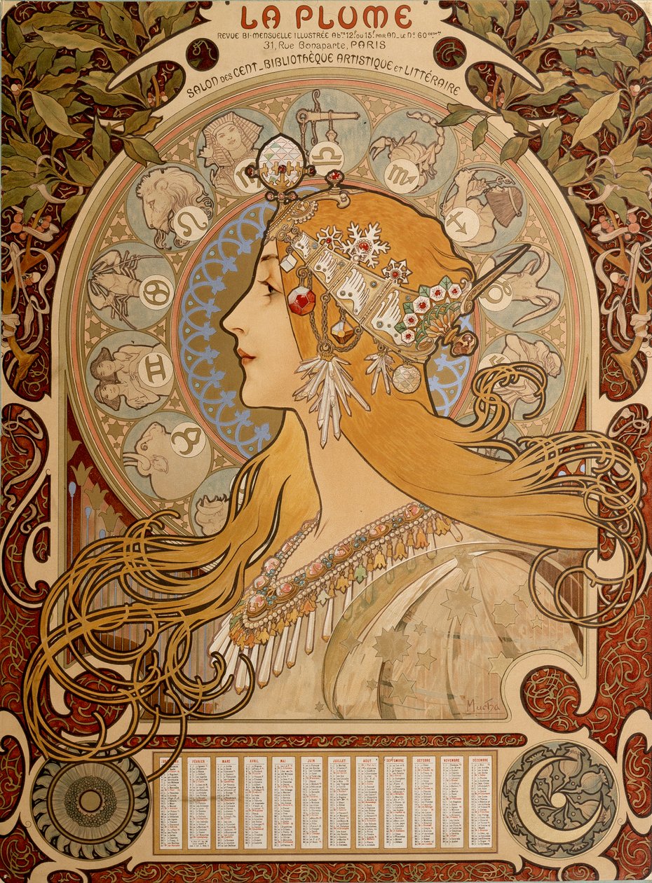 Zodiakalischer Kalender, 1897 von Alphonse Mucha