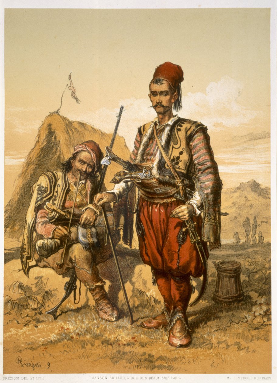 Türkische Fußsoldaten in der osmanischen Armee, veröffentlicht von Lemercier, ca. 1857 von Amadeo Preziosi