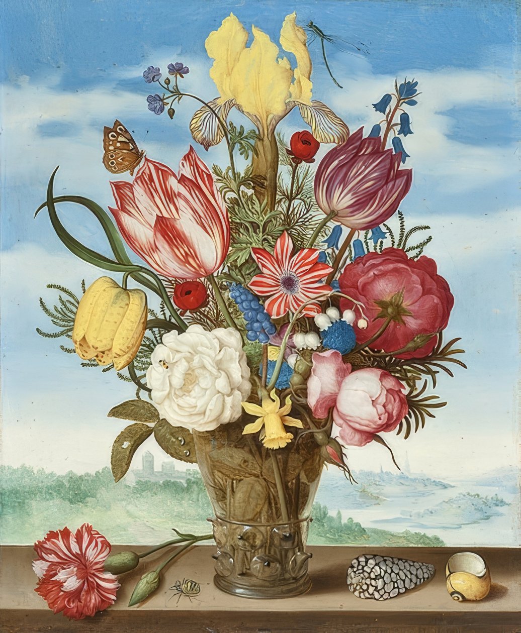 Blumenstrauß auf einem Sims von Ambrosius the Elder Bosschaert