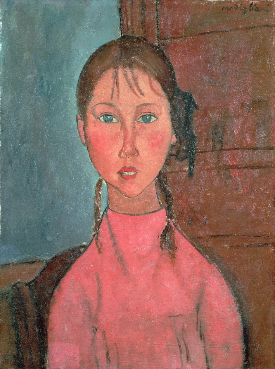 Mädchen mit Zöpfen, ca. 1918 von Amedeo Modigliani