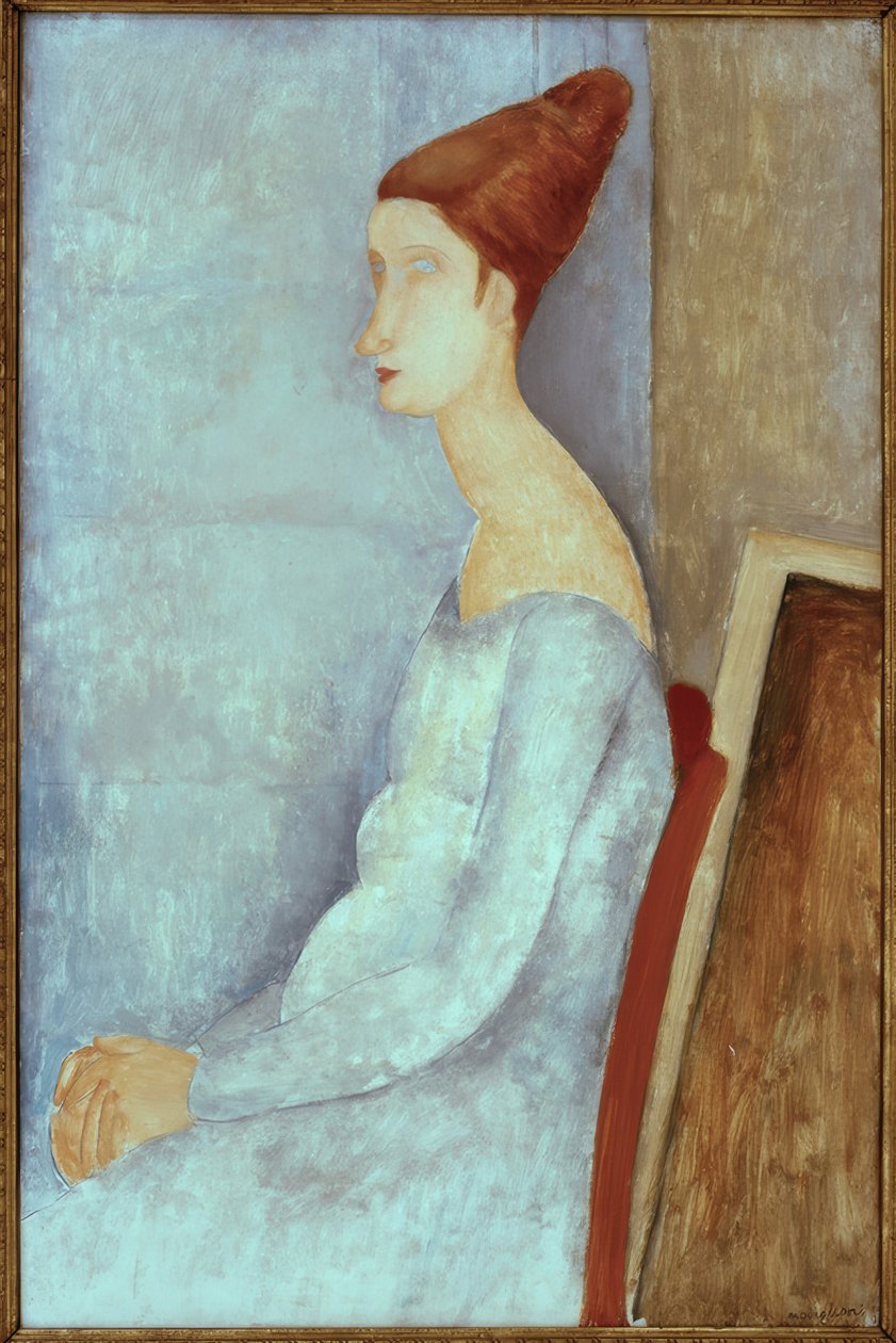 Jeanne Hébuterne sitzend, im Profil von Amedeo Modigliani
