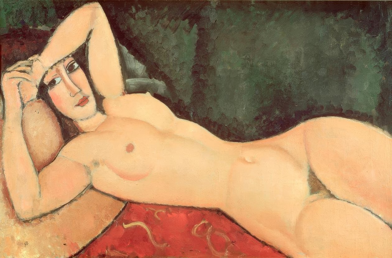 Liegender Akt, ein Arm über die Stirn gelegt von Amedeo Modigliani