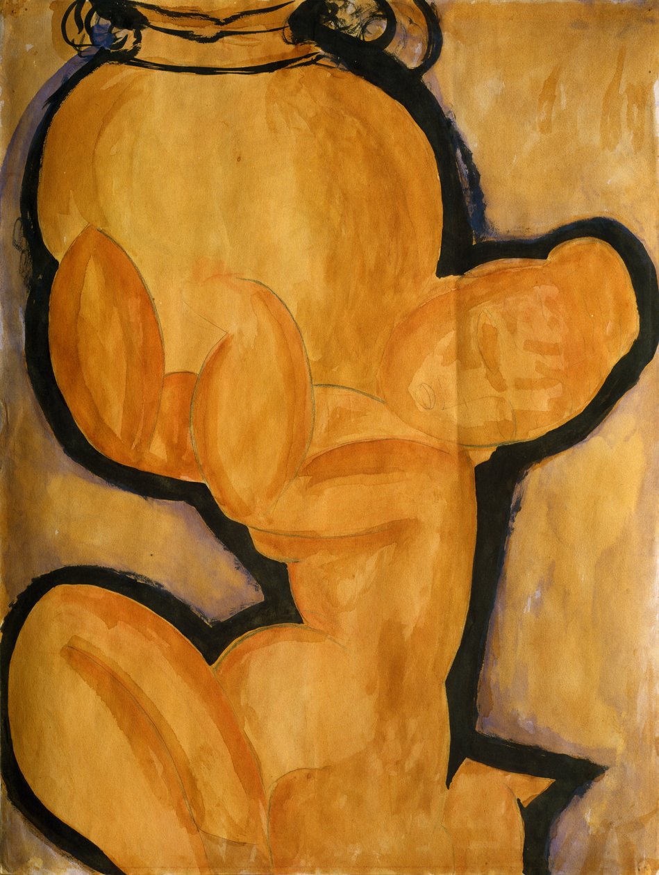 Karyatide mit einer Vase, ca. 1913-14 von Amedeo Modigliani