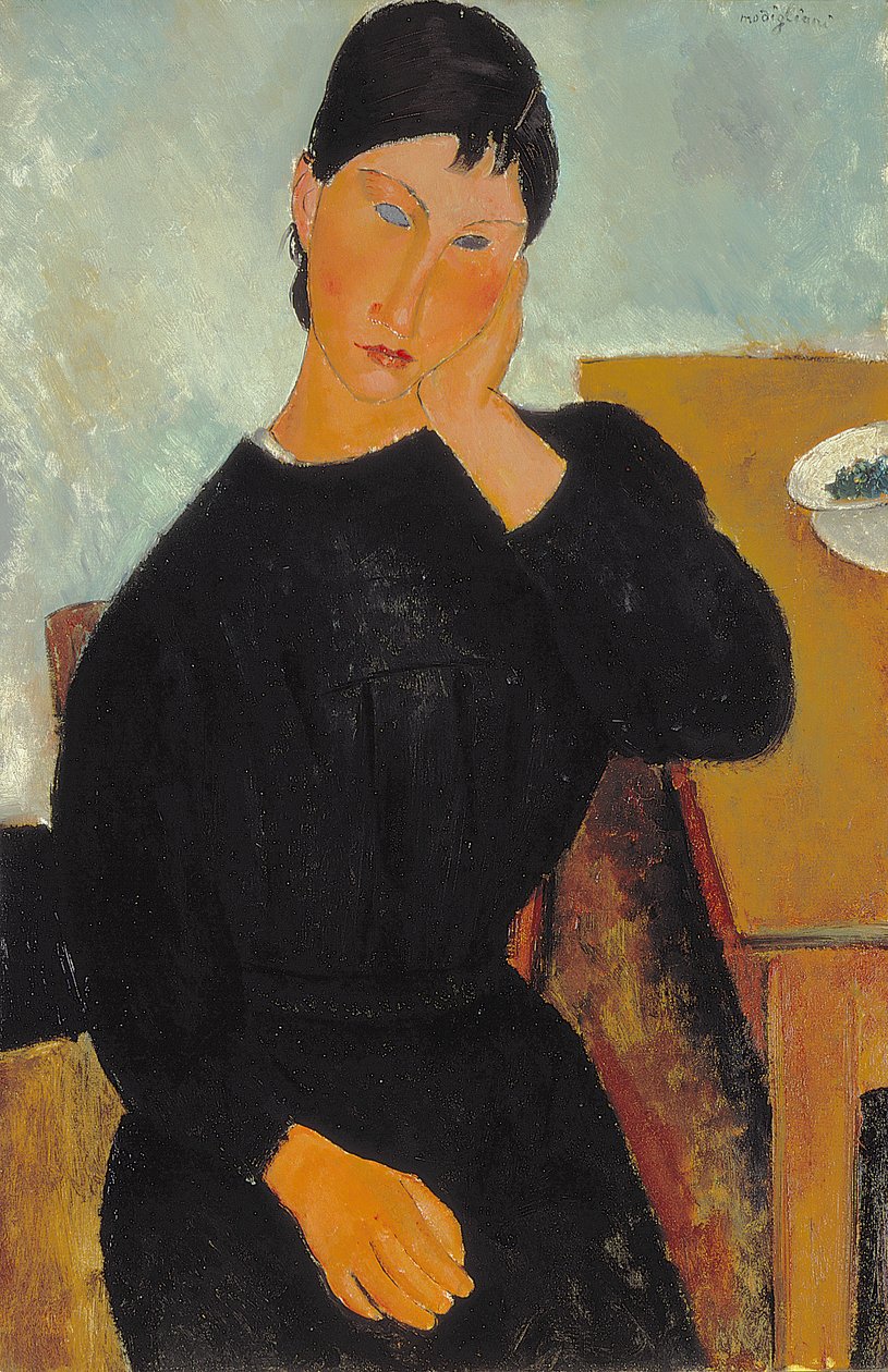Elvira ruht an einem Tisch von Amedeo Modigliani