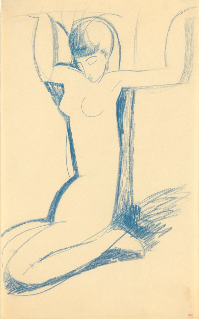 Kniende blaue Karyatide, um 1911 von Amedeo Modigliani