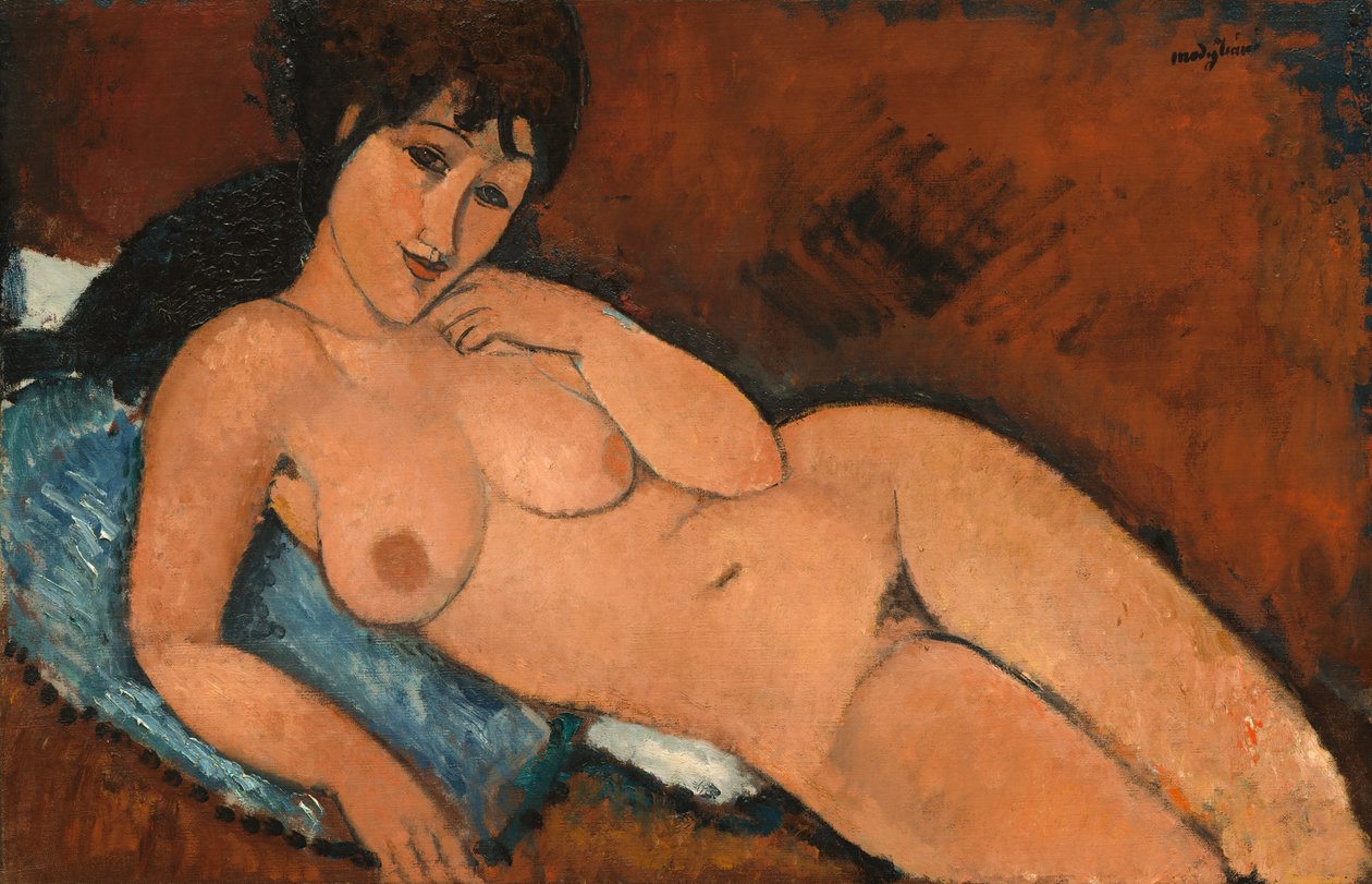 Akt auf einem blauen Kissen von Amedeo Modigliani