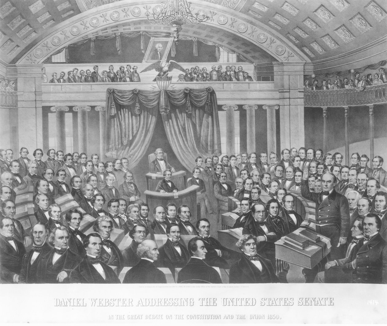 Daniel Webster spricht vor dem US-Senat in der großen Debatte über die Verfassung und die Union im Jahr 1850 von American School