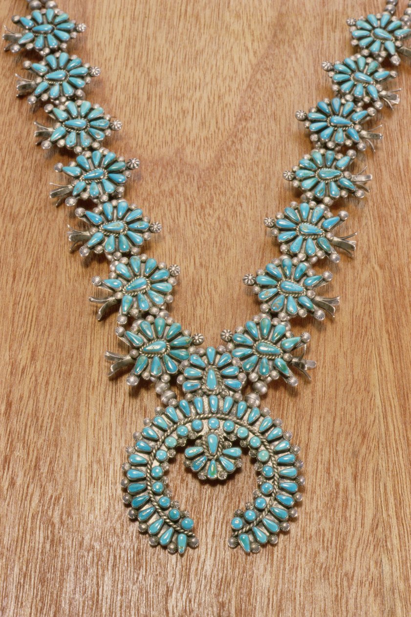 Navajo-Halskette (Silber und Türkis) von American School
