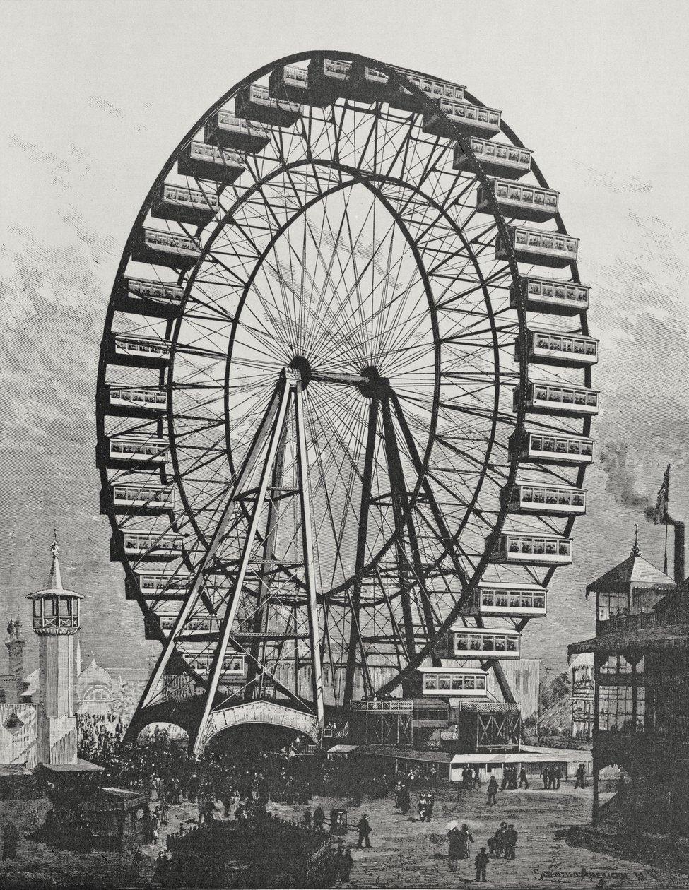 Das große Riesenrad auf der Weltausstellung in Chicago, 1. Juli 1893 von American School