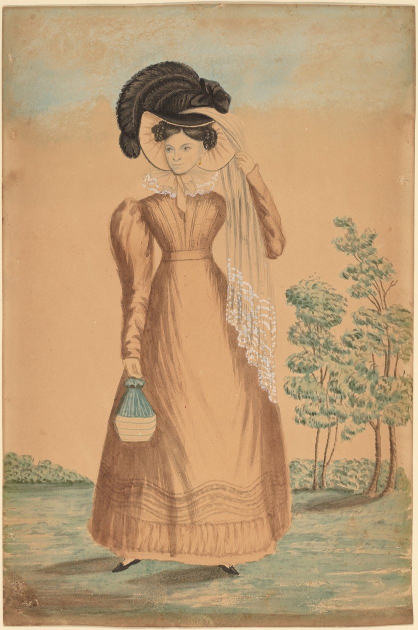 Frau mit Federhut von American 19th Century