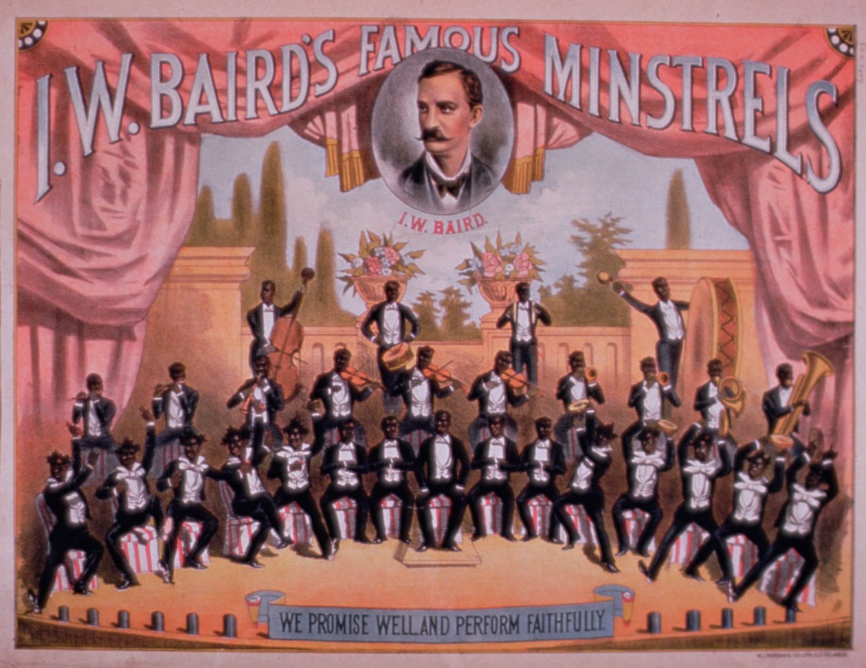 Werbung für I.W. Bairns berühmte Minstrels von American School