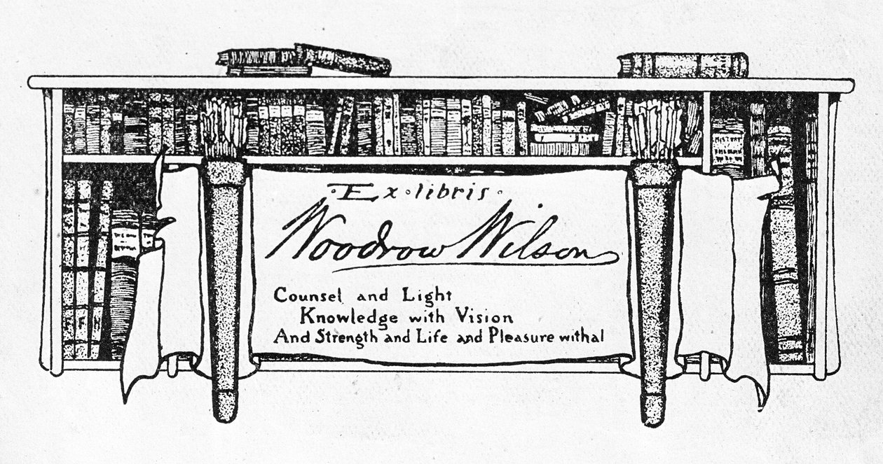 Exlibris von Präsident Woodrow Wilson (1856-1924) von American School