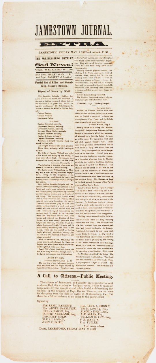 Jamestown Journal Extra, 9. Mai 1862 von American School