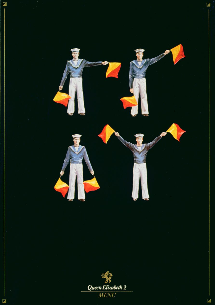 Menüdeckblatt von der QE2 von American School