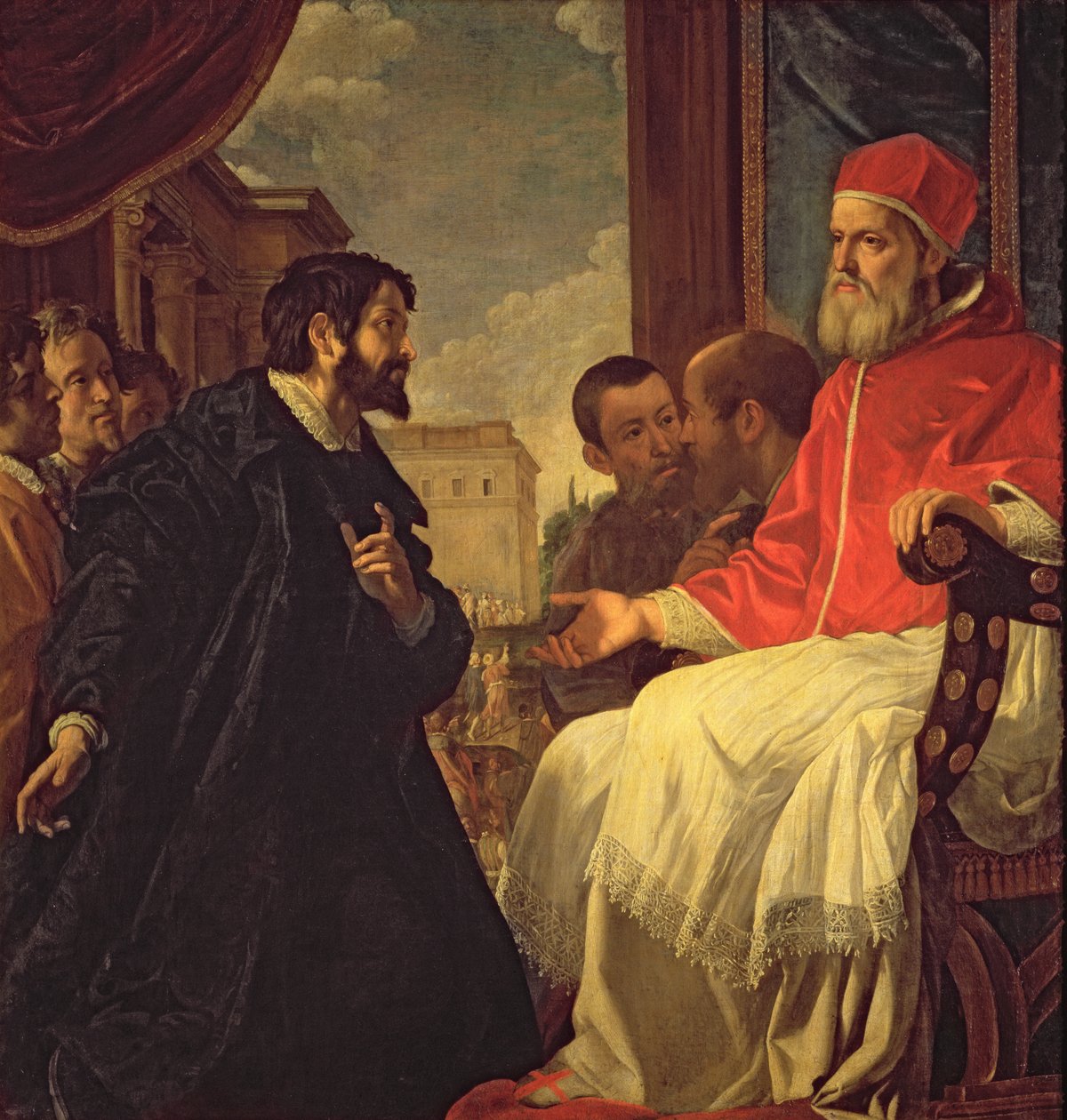 Michelangelo und Papst Julius II. von Anastasio Fontebuoni