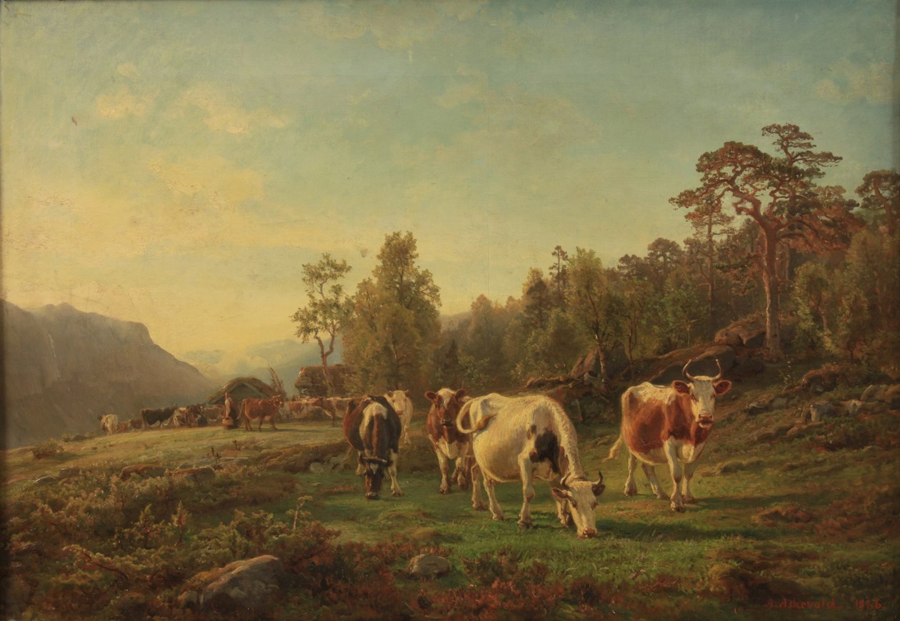 Landschaft mit Kühen von Anders Askevold