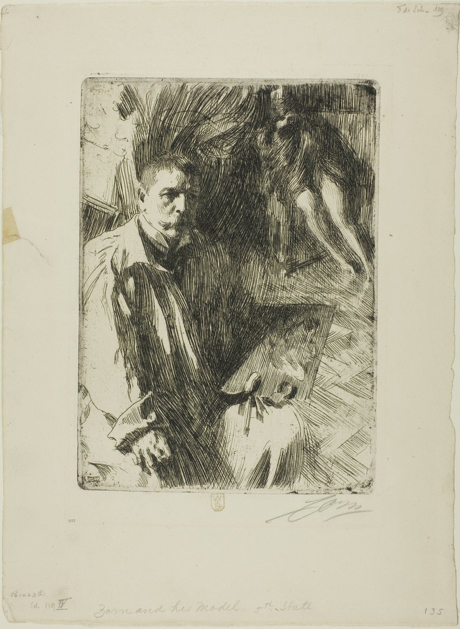 Selbstporträt mit Modell II von Anders Leonard Zorn