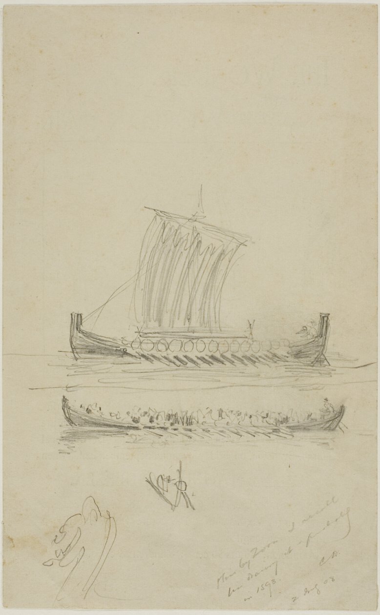 Skizze des Segelschiffs von Kapitän Anderson von Anders Zorn