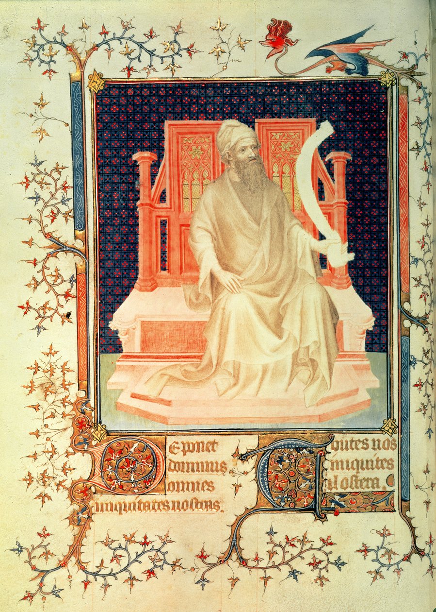 Fr 13091 f.29v Der Prophet Micha, aus dem Psalter von Jean, Herzog von Berry, um 1386 von Andre Beauneveu