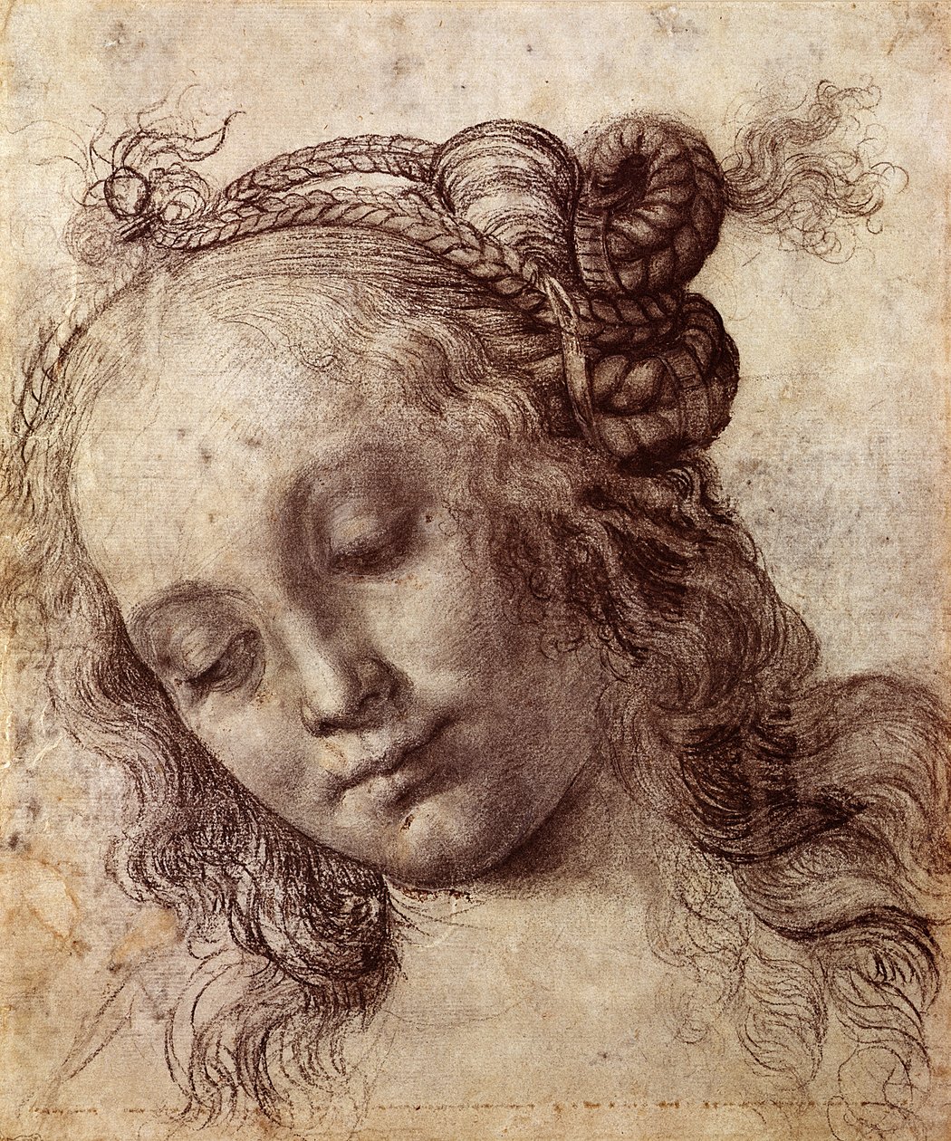 Frau, die nach unten schaut von Andrea del Verrocchio