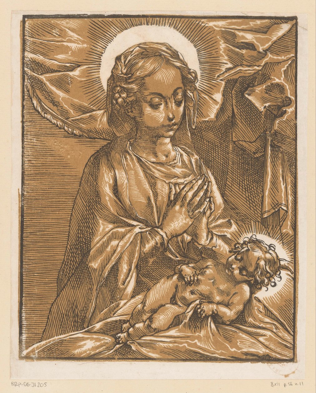 Maria betet das Christuskind an von Andrea Andreani