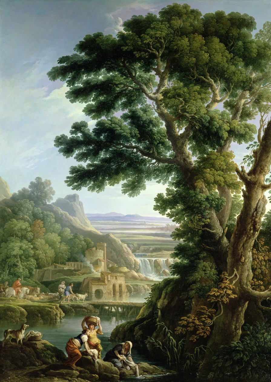 Eine Landschaft in Latium mit Wäscherinnen von Andrea Locatelli