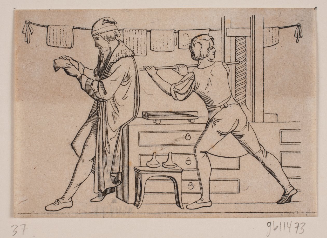 Johannes Gutenberg in seiner Werkstatt von Andreas Flinch