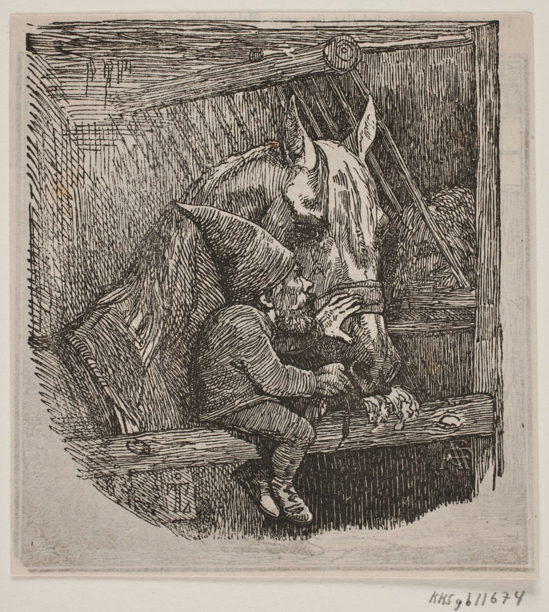 Der Kobold in Tirup füttert die weiße Stute von Andreas Flinch