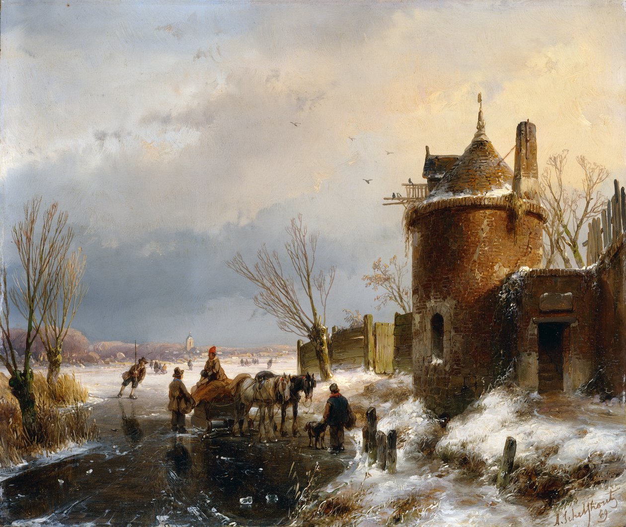 Eine Winterszene von Andreas Schelfhout