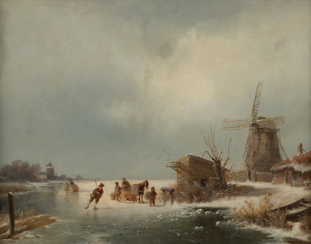 Winterlandschaft mit Eisläufern von Andreas Schelfhout