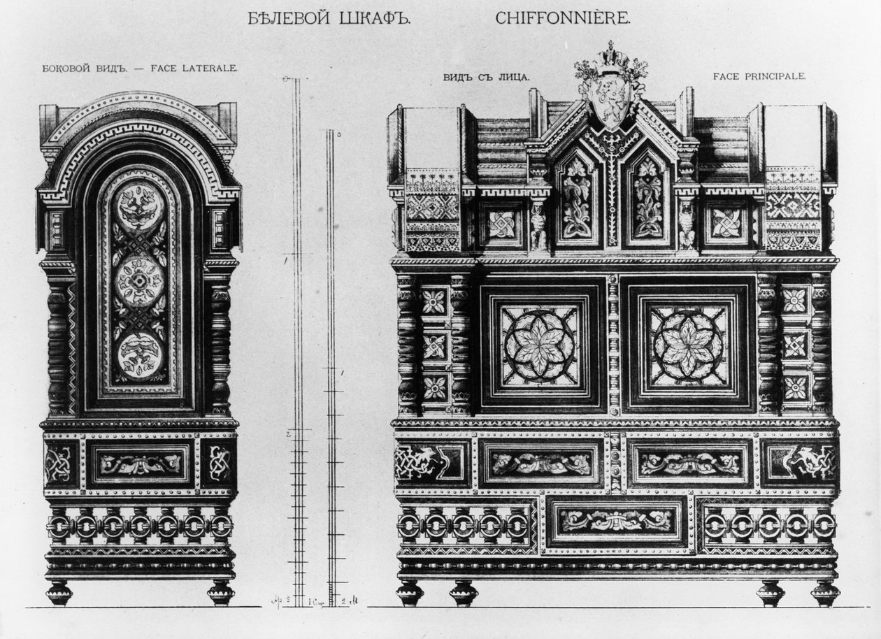 Entwurf für einen Wäscheschrank, ca. 1870er Jahre von Andrej Leontevic Gun